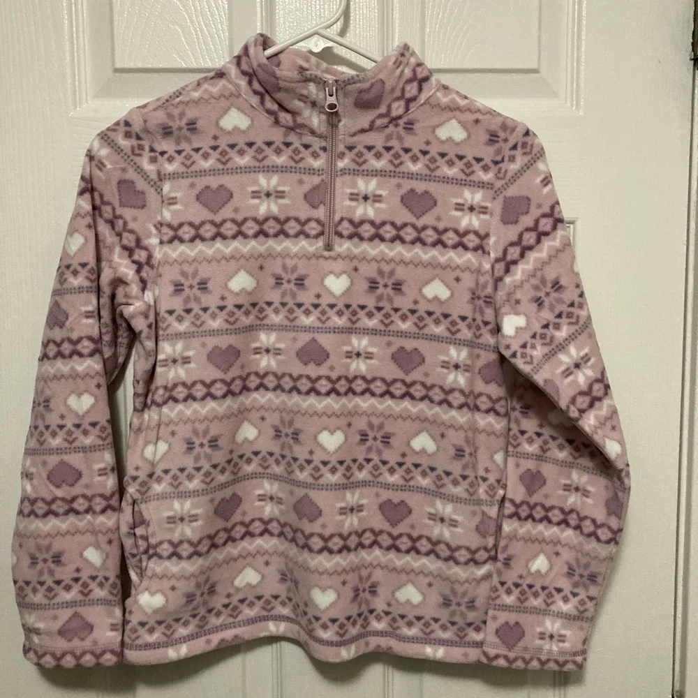 Children’s Place New Lavender Mock Neck Fair Isle Fleece Long Sleeve Large Top#X